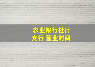 农业银行杜行支行 营业时间